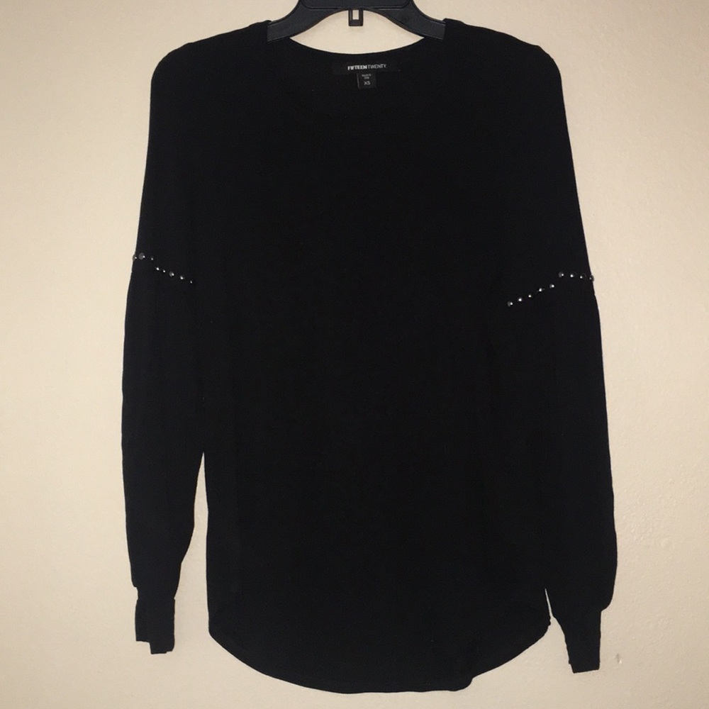 Fifteen Twenty studded blouson sleeve top
